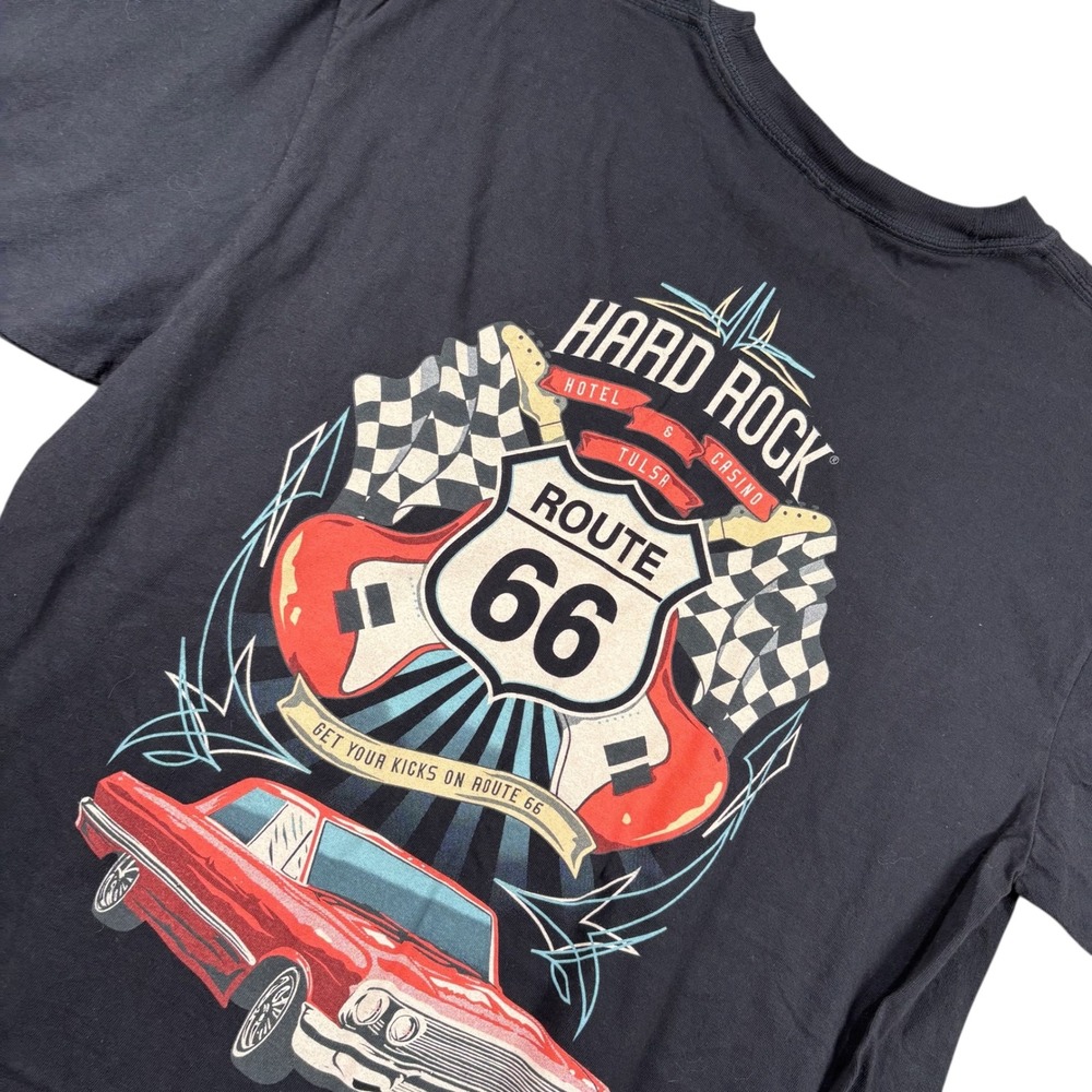 Hard Rock Hotel Casino‎ Tulsa Route 66 Graphic T Shirt Sz L biker Streetwear